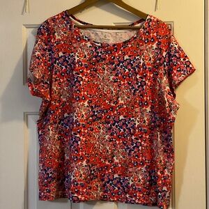 Lands' End Red and Blue Floral Women's Tee